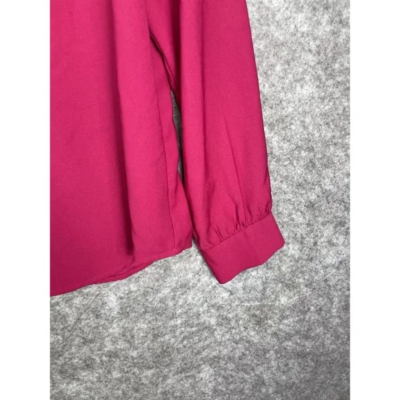 J.Crew Pink Ruffle Front Long Sleeve V Neck Satin Blouse Top Womens size Medium - Picture 4 of 9